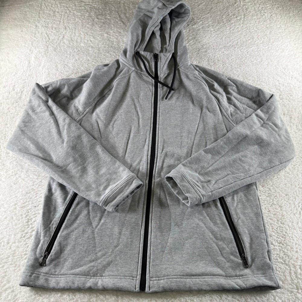 Public Rec‎ Mens Large Heather Gray Full Zip Hoodie Jacket Pima Cotton Stretch